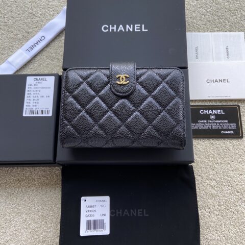 CHANEL 小香进口意大利颗粒小牛皮 货号:A48667 黑色球纹金色钢唛