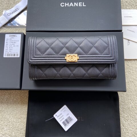CHANEL 小香进口意大利细颗粒牛皮 货号:A80286 黑色细球纹金色唛