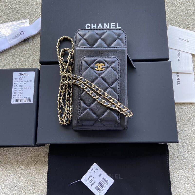 CHANEL 小香进口意大利羊皮 货号:AP0990 黑色羊皮金色钢唛