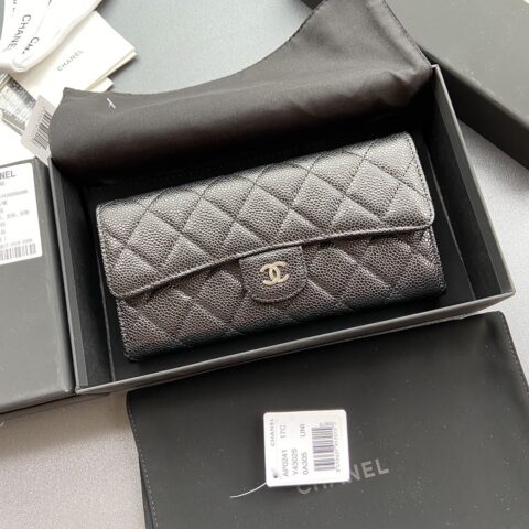 CHANEL 小香进口意大利颗粒牛皮 货号:A0241 黑色球纹银色钢唛