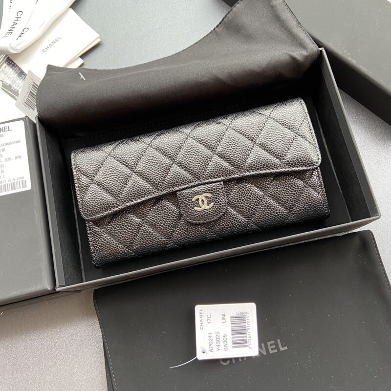 CHANEL 小香进口意大利颗粒牛皮 货号:A0241 黑色球纹银色钢唛