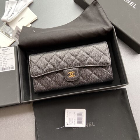 CHANEL 小香进口意大利颗粒牛皮 货号:A0241 黑色球纹金色钢唛