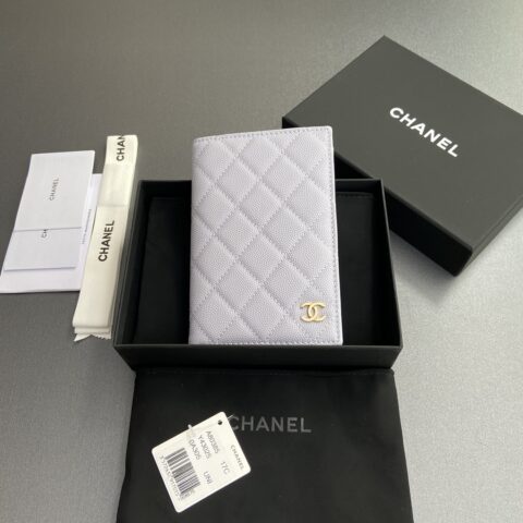 CHANEL 小香护照夹系列 编号:80385 淺紫細球淺金