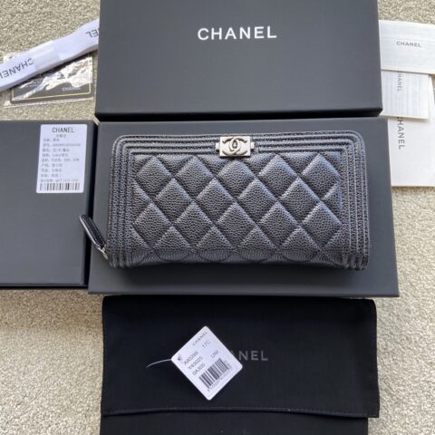 CHANEL 小香进口意大利颗粒牛皮 货号:A80288 黑色球纹银色唛头