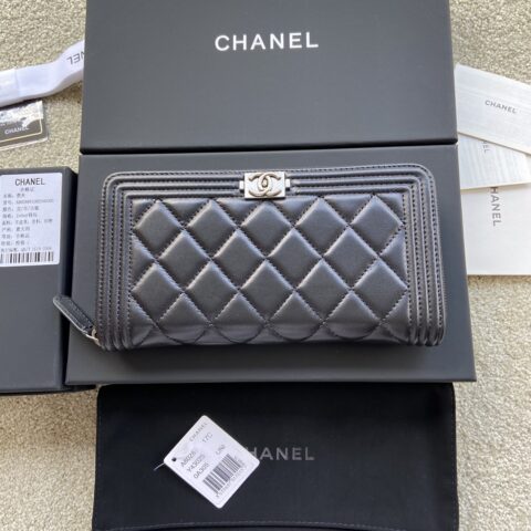 CHANEL 小香进口意大利颗粒牛皮 货号:A80288黑色羊皮银色唛头
