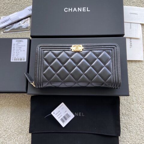 CHANEL 小香进口意大利颗粒牛皮 货号:A80288 黑色羊皮金色唛头