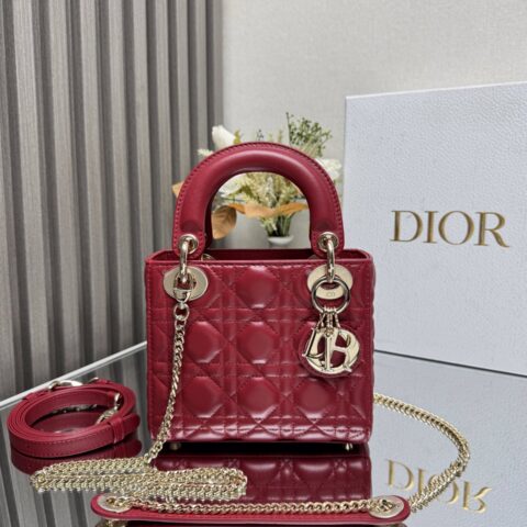 DIOR 经典戴妃Lady三格红色羊皮 型号0505