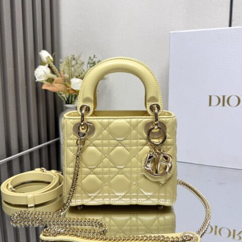 DIOR 经典戴妃Lady三格小鸡黄色小羊皮 型号0505