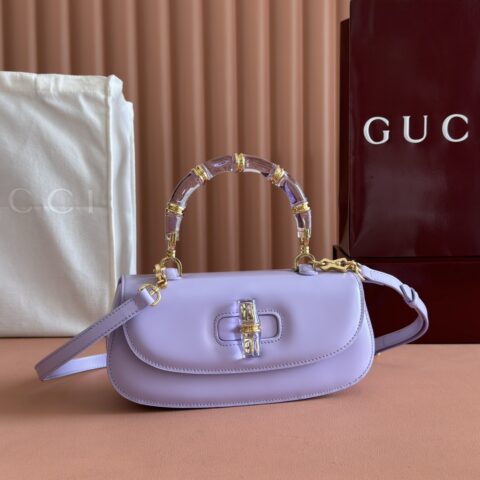 GUCCI Bamboo Diva手提包 型号：827750紫色全皮