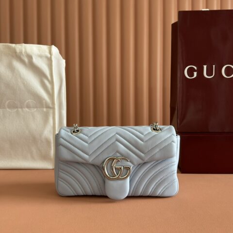 GUCCI GG Marmont系列 型号：837280蓝色全皮