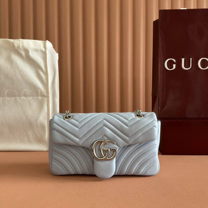 GUCCI GG Marmont系列 型号：837280蓝色全皮