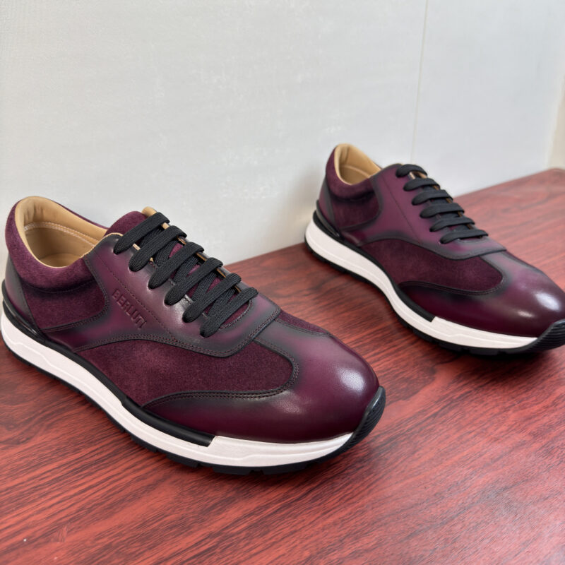 BERLUTI Fast Track皮革运动鞋 货号:E0187 酒红