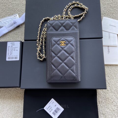 CHANEL 小香进口意大利颗粒牛皮 货号:AP0990 黑色球纹金色钢唛
