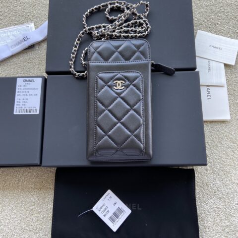 CHANEL 小香进口意大利颗粒牛皮 货号:AP0990黑色羊皮银色钢唛