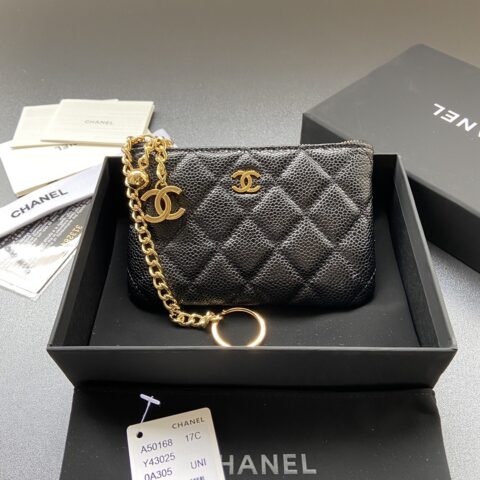 CHANEL 小香进口意大利颗粒牛皮 货号:A50168黑色球纹金扣