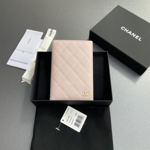 CHANEL 小香护照夹系列 编号:80385 淺粉細球金