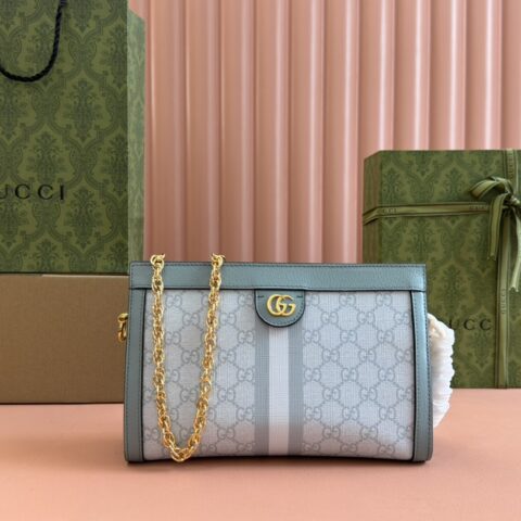 GUCCI GG meo vintage系列链条包 型号:503877 灰蓝