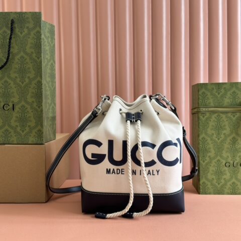 GUCCI 饰印花小号肩背包 型号：772856蓝色/帆布