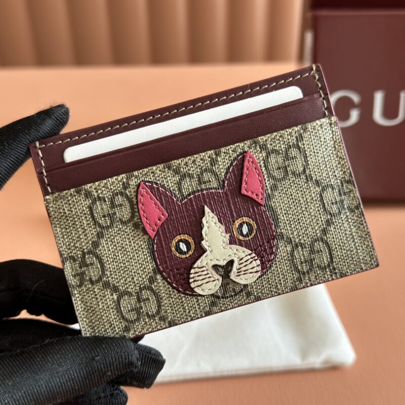 GUCCI GG饰熊猫细节双色GG卡包 款号818769 FAEEO 8575