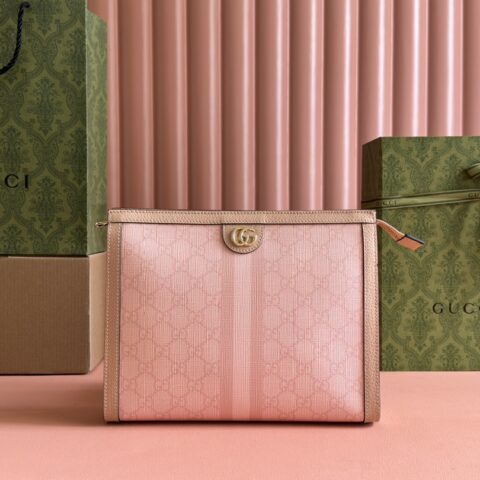 GUCCI Ophidia系列手拿包 款号:625549灰粉