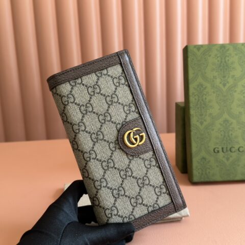 GUCCI Ophidia系列GG长款钱包 型号：791746 啡色