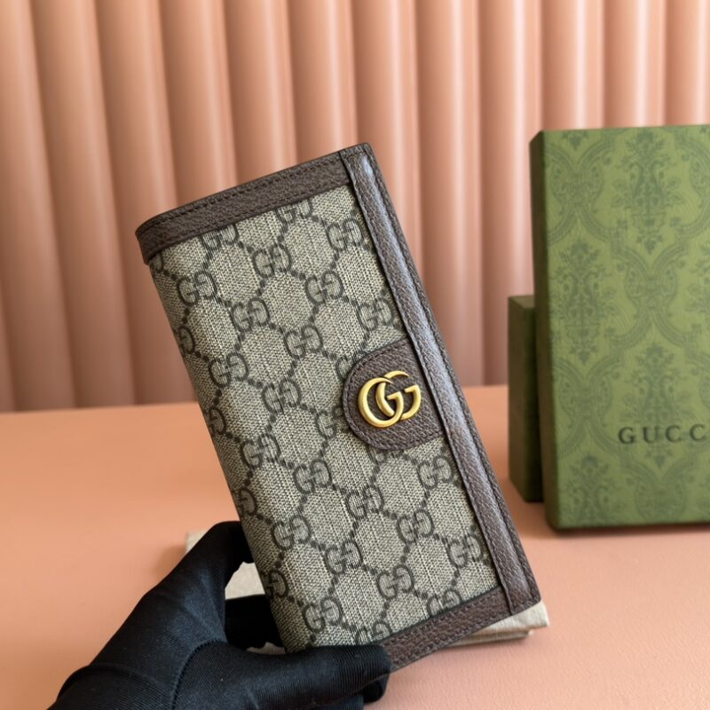 GUCCI Ophidia系列GG长款钱包 型号：791746 啡色