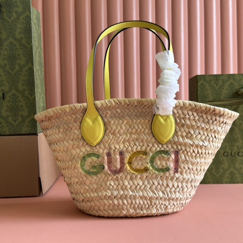 GUCCI 标识迷你草编托特包 782381 9AAE6 9563