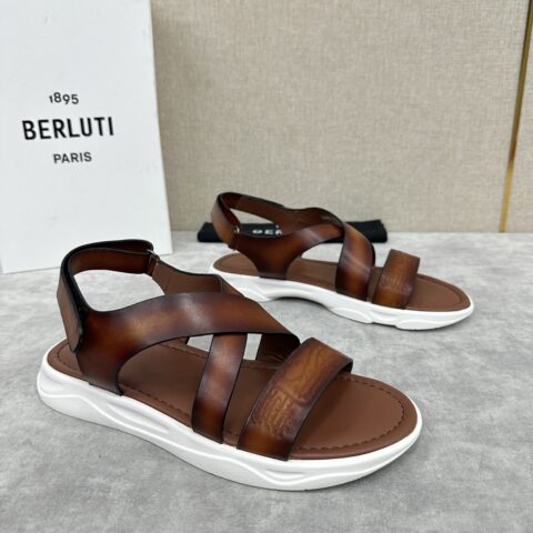 BERLUTI Shadow 皮革凉鞋
