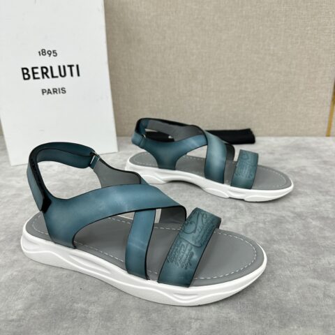 BERLUTI Shadow 皮革凉鞋
