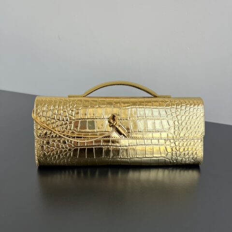 BV 鳄鱼纹 Clutch 长款手拿包 741511 金色