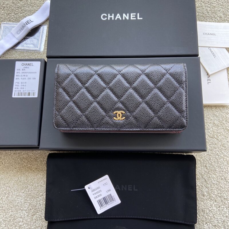 CHANEL 小香进口意大利颗粒牛皮 货号:A80285 黑色球纹金色钢唛