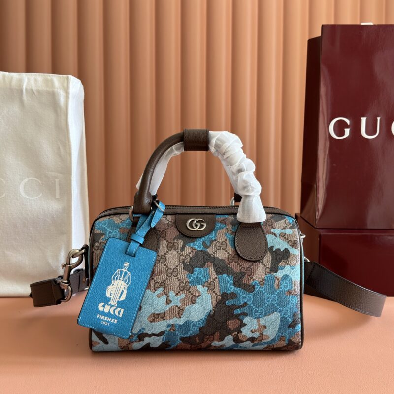 GUCCI 焕新演绎经典GG图案 型号：854860 迷彩兰/pvc