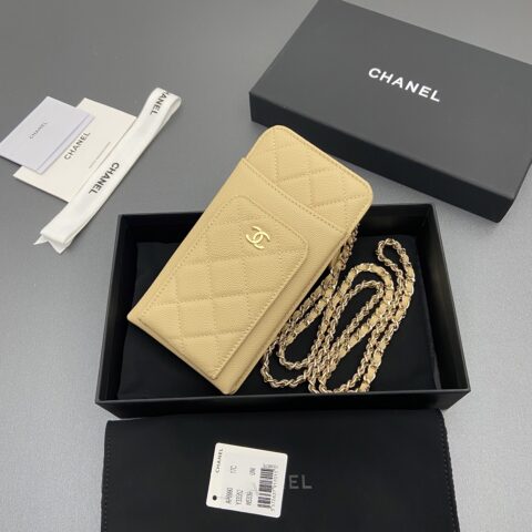 CHANEL 小香进口意大利颗粒牛皮 货号:AP0990 杏細球纹淺金扣