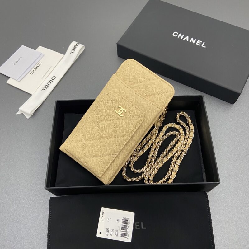 CHANEL 小香进口意大利颗粒牛皮 货号:AP0990 杏細球纹淺金扣