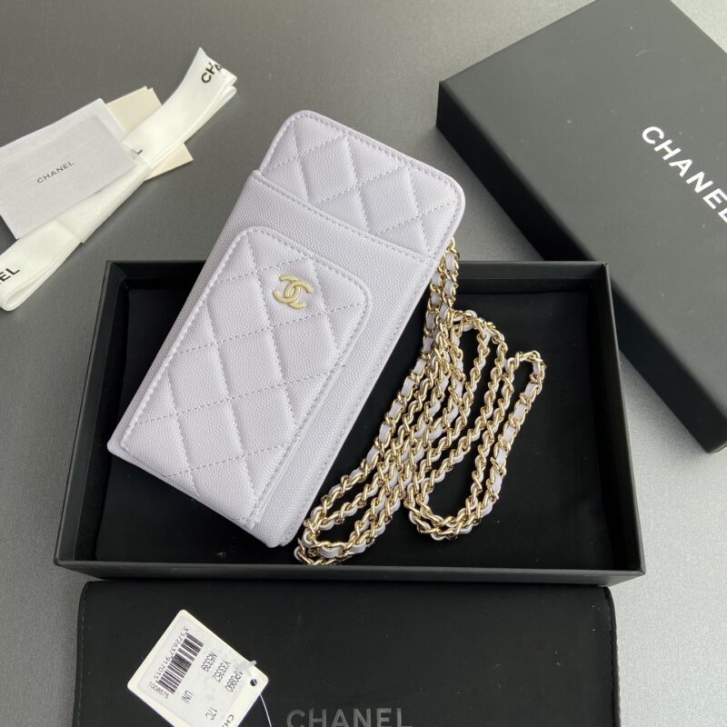 CHANEL 小香进口意大利颗粒牛皮 货号:AP0990 淺紫細球纹金扣
