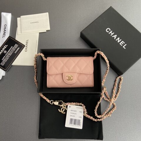 CHANEL 小香进口意大利颗粒牛皮 货号:A81081 粉色细球纹金色钢唛五金