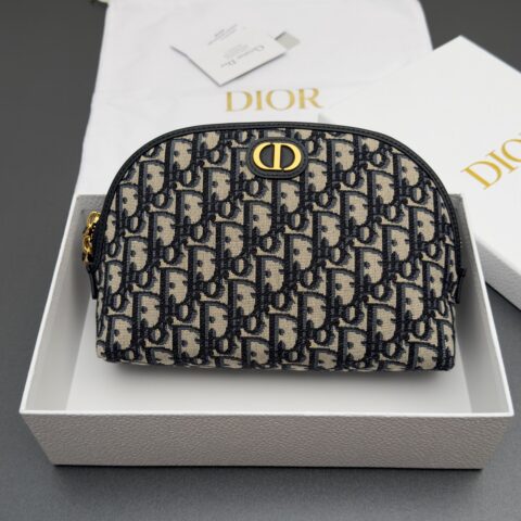 DIOR 小型化妆包系列 型号：s2123 提花蓝/牛皮