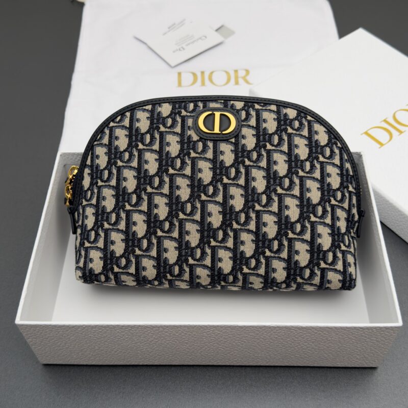 DIOR 小型化妆包系列 型号:s2123 提花蓝/牛皮