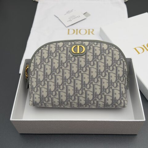 DIOR 小型化妆包系列 型号：s2123 提花灰/牛皮