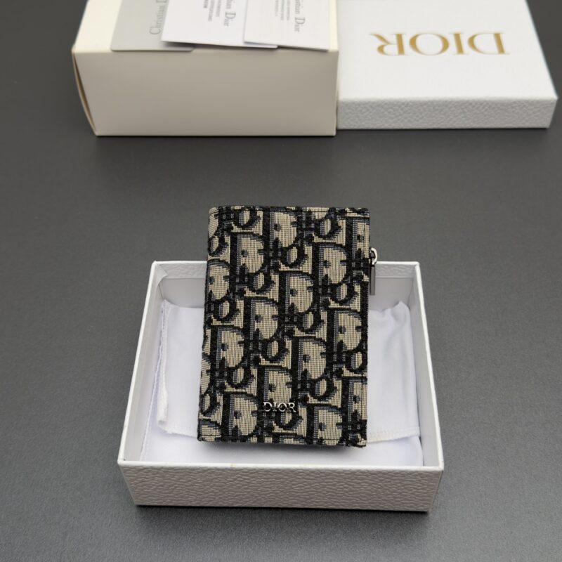 DIOR 男士双折钱包系列 型号：H 319 提花蓝/牛皮