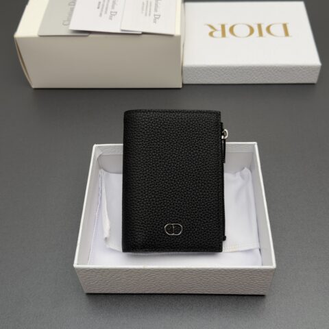 DIOR 男士双折钱包系列 型号：H 319 粒面黑/牛皮