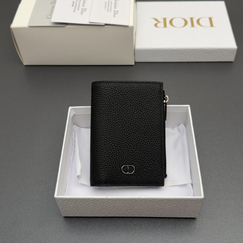DIOR 男士双折钱包系列 型号：H 319 粒面黑/牛皮