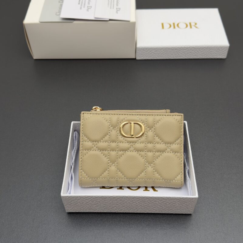 DIOR Caro Dahlia钱包系列 型号:S5173 杏色云朵纹/小牛皮