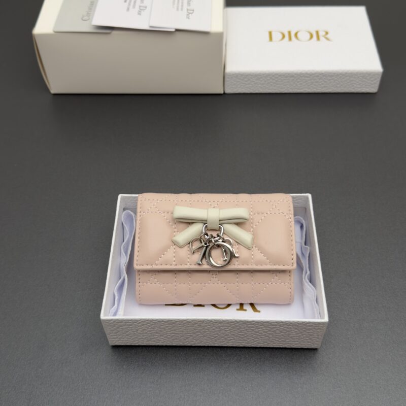 DIOR Lady Freesia钱包系列 型号：S2607 粉拼白腾格纹/羊皮