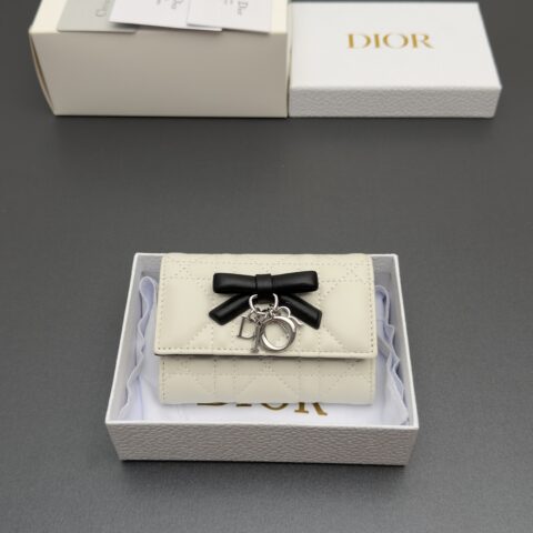 DIOR Lady Freesia钱包系列 型号：S2607 黑拼白腾格纹/羊皮