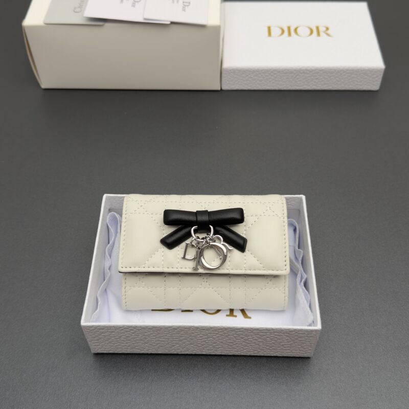 DIOR Lady Freesia钱包系列 型号:S2607 黑拼白腾格纹/羊皮
