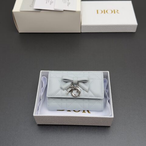 DIOR Lady Freesia钱包系列 型号：S2607 冰蓝腾格纹/羊皮