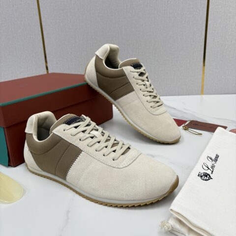 Loro Piana  Fast Walk 男士绒面牛皮拼接休闲运动鞋