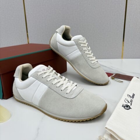 Loro Piana  Fast Walk 男士绒面牛皮拼接休闲运动鞋
