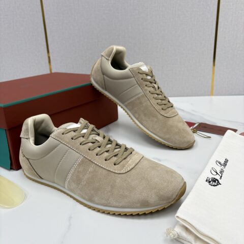 Loro Piana  Fast Walk 男士绒面牛皮拼接休闲运动鞋